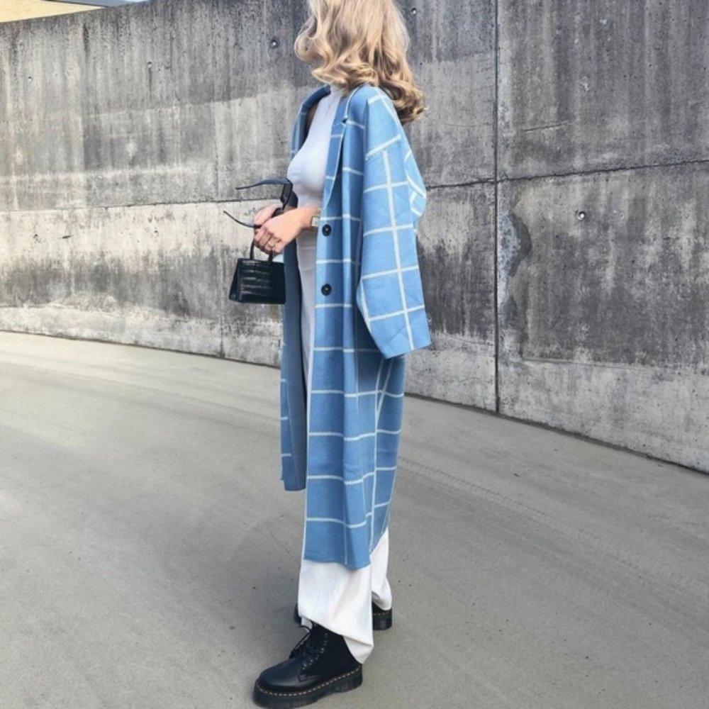 Zara Plaid Knit Coat - Picture 7 of 15